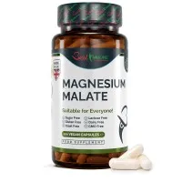 Natural Magnesium Malate 500mg Premium Grade Ideal Strength 100 Vegan Capsules